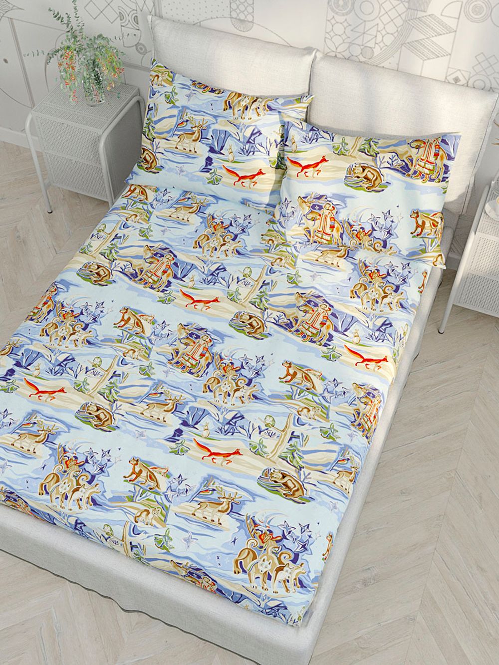 Простынь Сказка "Сказки севера" 150х215 см, перкаль