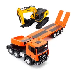 Pадиоуправляемый грузовик трейлер с экскаватором HUINA 1:24 HN1319