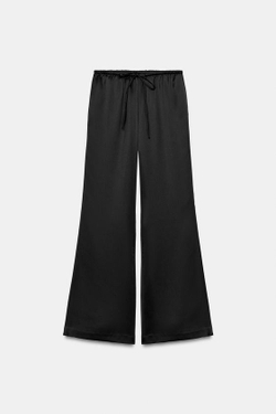 ZARA АТЛАСНЫЕ БРЮКИ НА ШНУРКЕ, ЧЕРНЫЙ