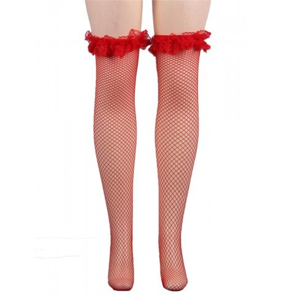Чулки красные Fishnet (XS-L)