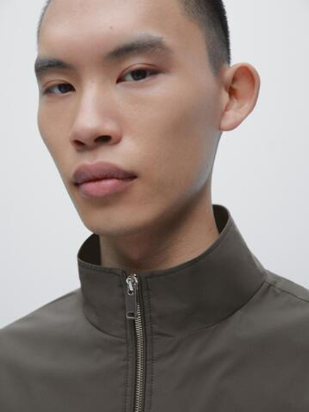 Massimo Dutti Куртка из эластичной ткани с двойной молнией, зеленый