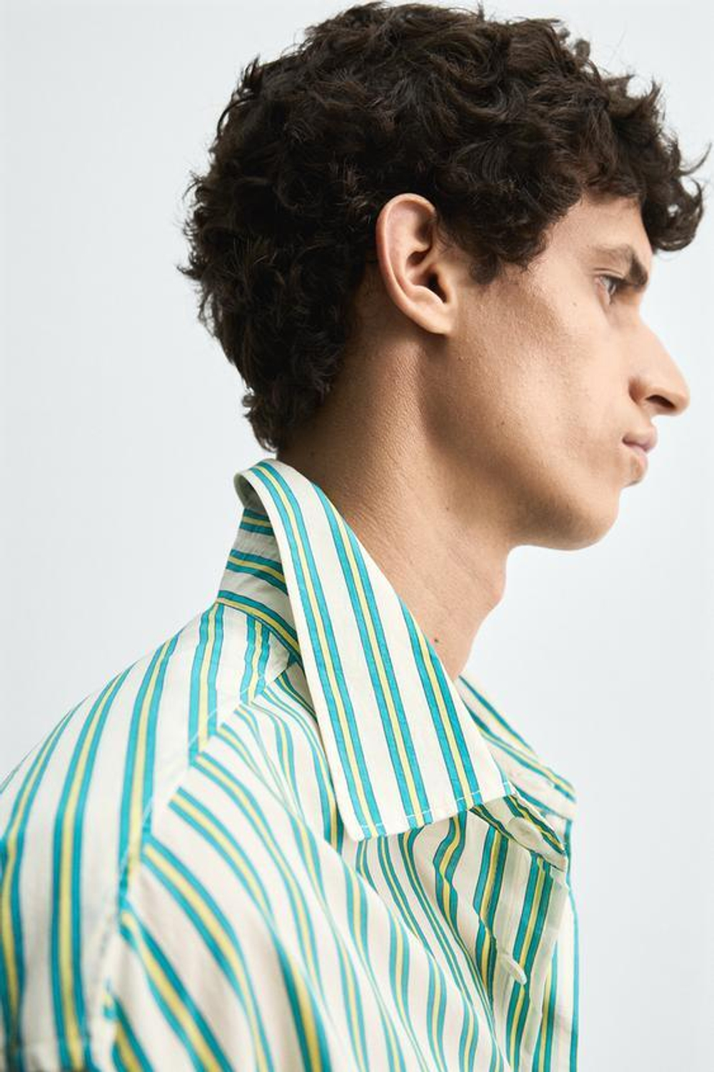 ZARA HARRY LAMBERT X DISNEY РУБАШКА В ПОЛОСКУ С ПРИНТОМ PLUTO, БЕЛЫЙ/ЗЕЛЕНЫЙ