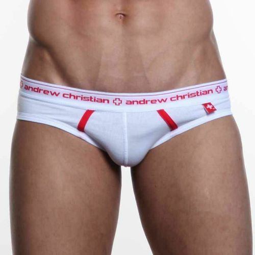 Мужские трусы брифы белые Andrew Christian Cotton Brief