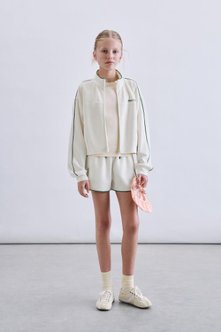 ZARA ШОРТЫ-БЕРМУДЫ В РУБЧИК С КОНТРАСТНЫМИ ДЕТАЛЯМИ, СВЕТЛЫЙ ЭКРЮ