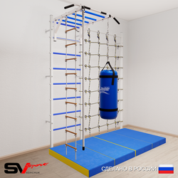 Шведская стенка Sv Sport усиленная 63460 (Турник рукоход/Канат/Лестница/Цепь/Мешок 22кг/Мат 2м/Канатный лаз)