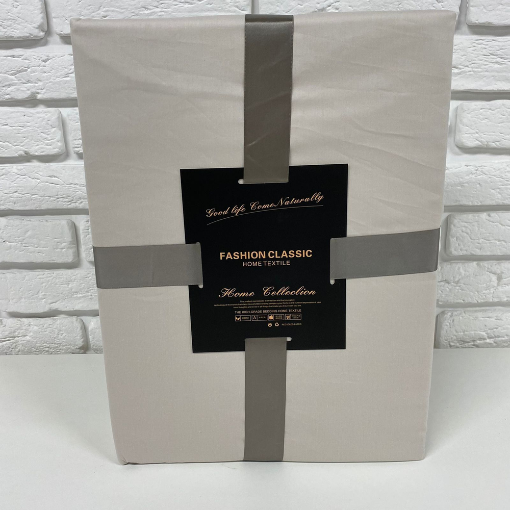 Комплект постельного белья ЕВРО 100% Сатин однотонный айвори