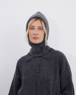 Капор из смесового кашемира темно-серый