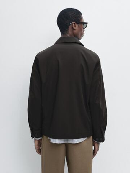 Massimo Dutti Короткая куртка с карманами, шоколадный