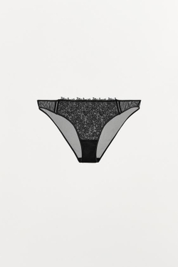 ZARA ТРУСЫ ИЗ СЕТЧАТОЙ ТКАНИ С КРУЖЕВОМ, ЧЕРНЫЙ