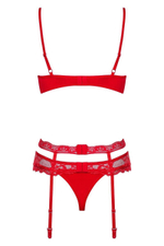 Чувственный ажурный комплект Heartina из 3 предметов (Размер: L-XL) (Цвет: черный)