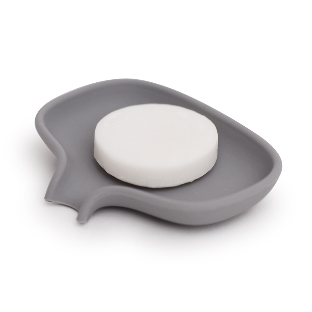 Мыльница с носиком для слива серая (малая)