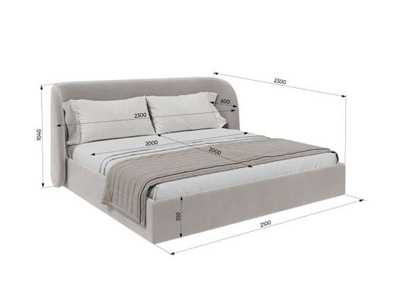 Кровать двуспальная Classic 200 см (бежевый, велюр)