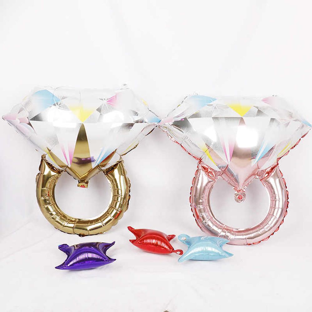 Шар (27"/69 см) Фигура, Кольцо с бриллиантом, Розовое Золото