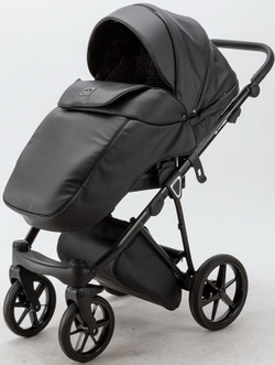 Детская коляска Adamex Porto Deluxe 2 в 1 PO-SA02 (ЧЁРН.КОЖА)