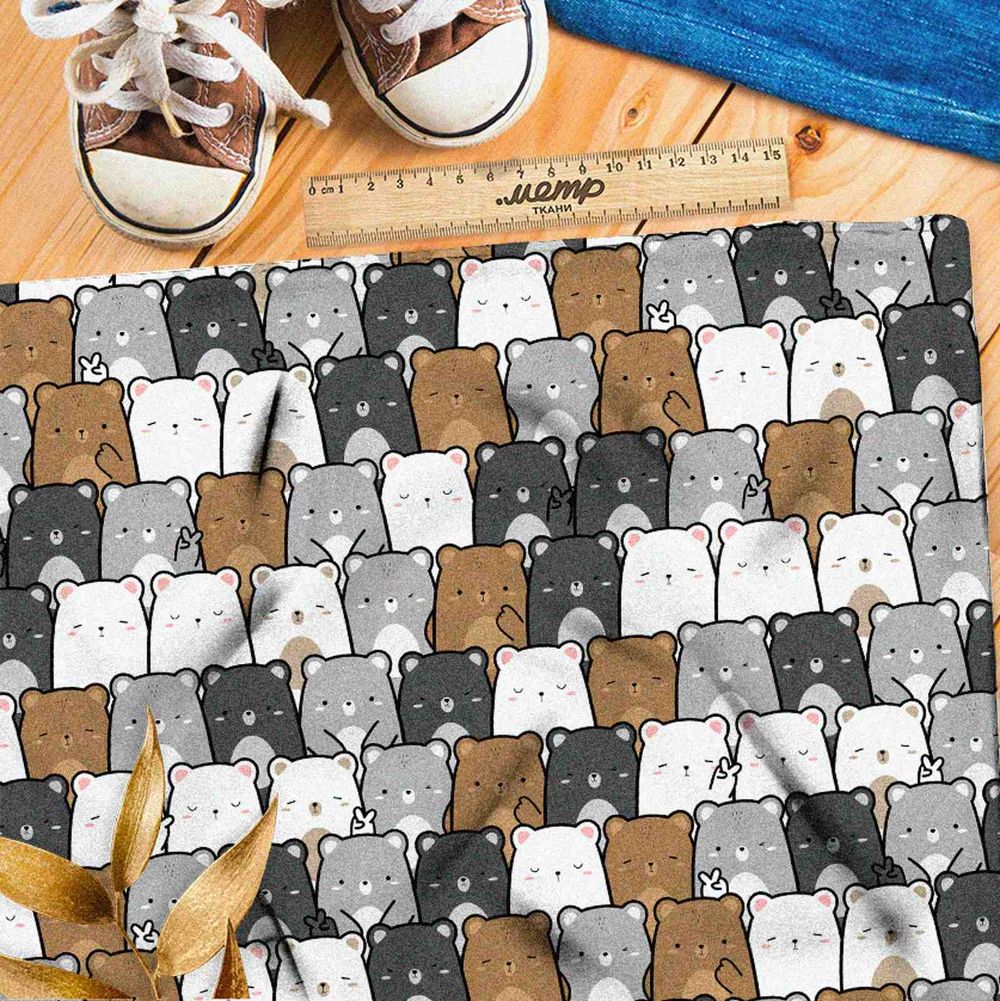 Ткань шелк Армани толпа медвежат