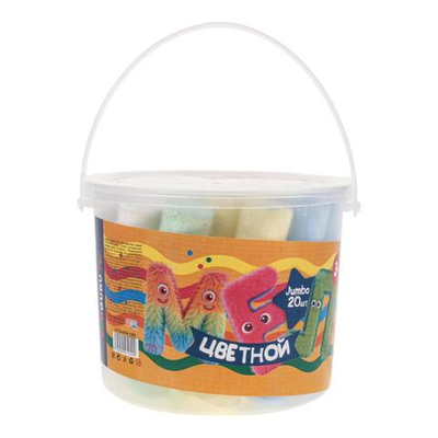 Мел цветной в ведре "FUNGURU", 20шт. Jumbo утолщенный