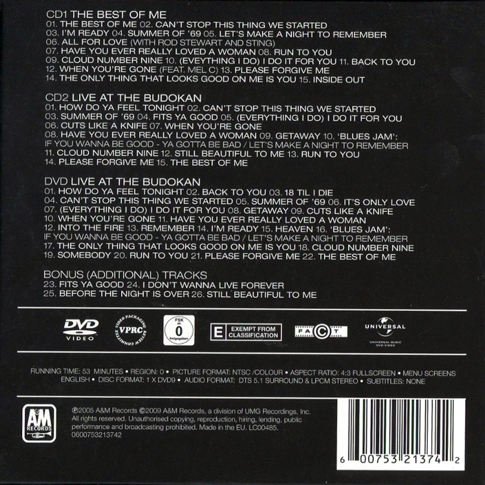 Bryan Adams / The Best Of Me (2CD+DVD)