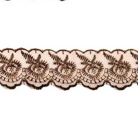 Кружево капрон 4,5см*13,71м 0574-2020 (А754 коричневый)
