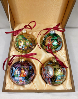 Набор из 4-х коллекционных новогодних шаров с ручной росписью "Сказки Г.Х. Андерсена"