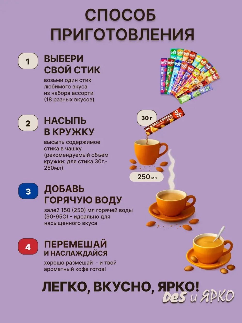 Кофе 3 в 1 в пакетиках растворимый 21 шт набор 18 вкусов