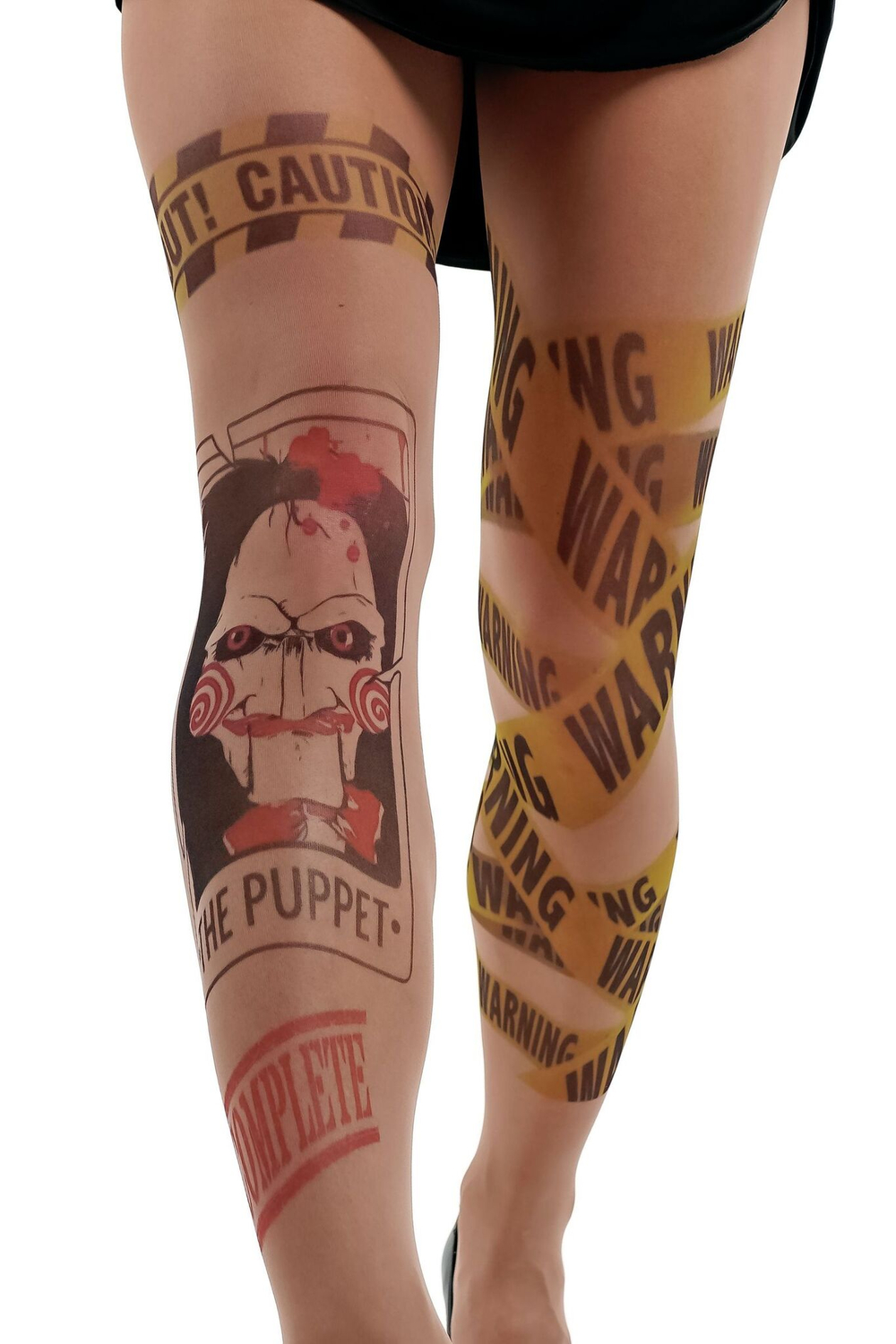 Колготки +size с принтом в виде куклы Билли (Размер: XL-XXL-XXXL) (Цвет: бежевый)