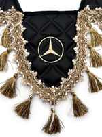 Вымпел тройной Mercedes (экокожа, черный с бежевыми кисточками)