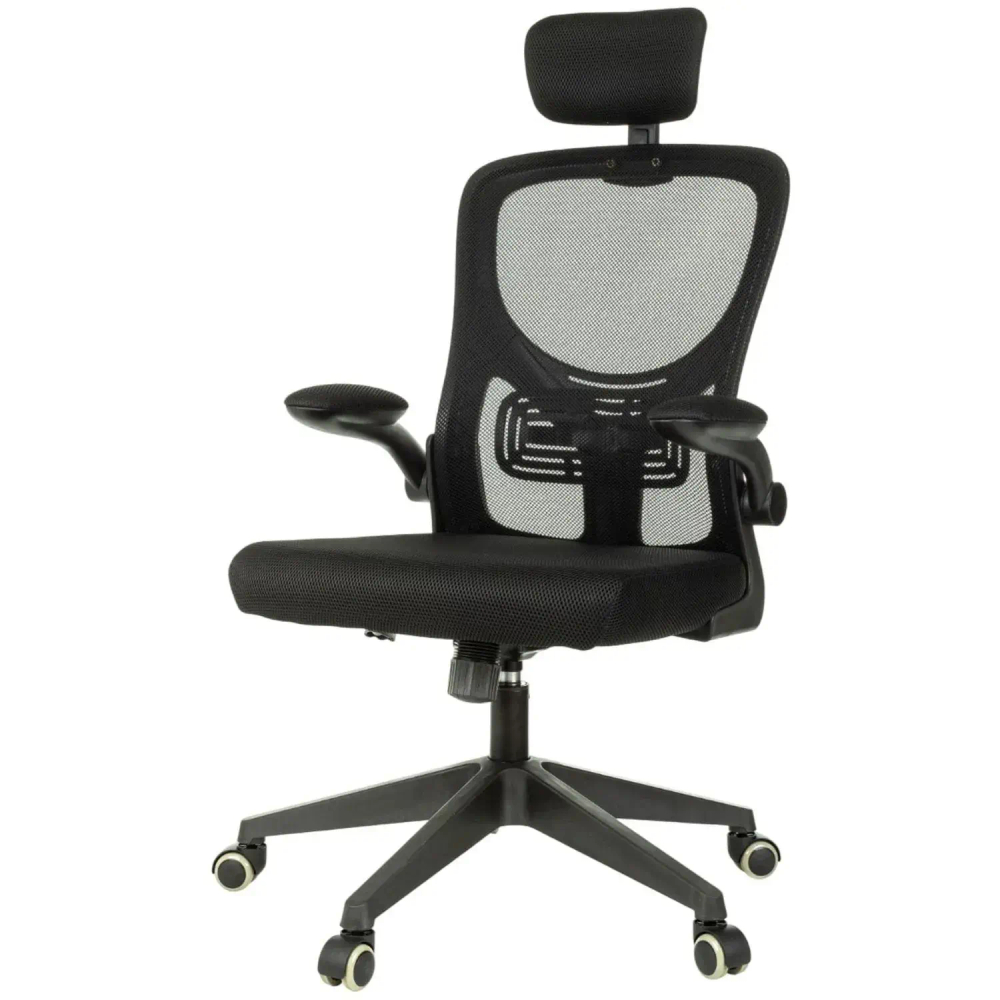 Кресло VB_Бюрократ MC-101-H черный сетка/ткань с подголов. крестов. пластик