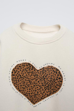 ZARA ХУДИ С АНИМАЛИСТИЧЕСКИМ ПРИНТОМ «СЕРДЦЕ», КАМЕННО-СЕРЫЙ