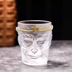 Чашка 240 мл чайно-кофейная без ручки матовая Monkey King Barista d 7,3 см h9 см стекло Barbossa [1]