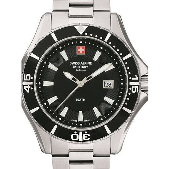 С браслетом Мужские наручные часы с серебряным браслетом Swiss Alpine Military 7040.1137 mens watch 44mm 10ATM