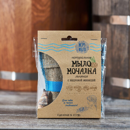 Мыло-мочалка льняная с Кедром, 110 г