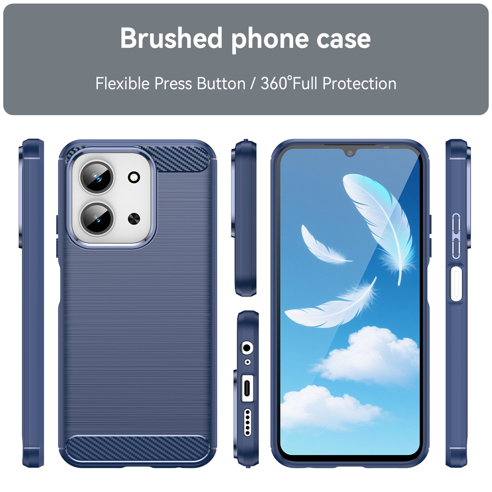 Чехол синего цвета на Xiaomi Redmi 15C 4G, серия Carbon (дизайн под карбон) от Caseport