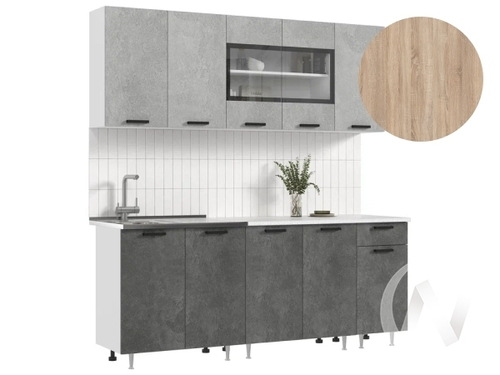 Кухня Рио NEW ЛДСП 2;0м (белый/бетон светлый; бетон темный/сонома)