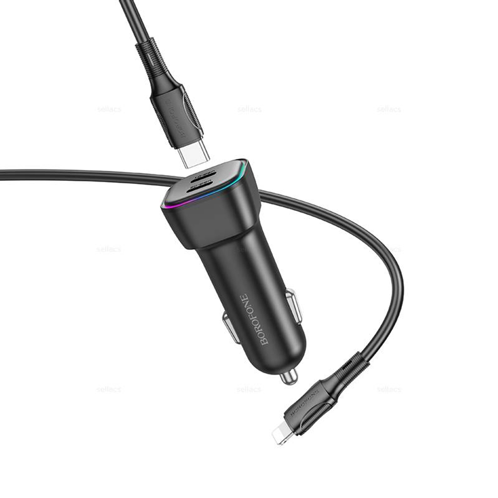 Автомобильное зарядное устройство для Lightning Borofone BZ28B PD55W QC3.0 (black)