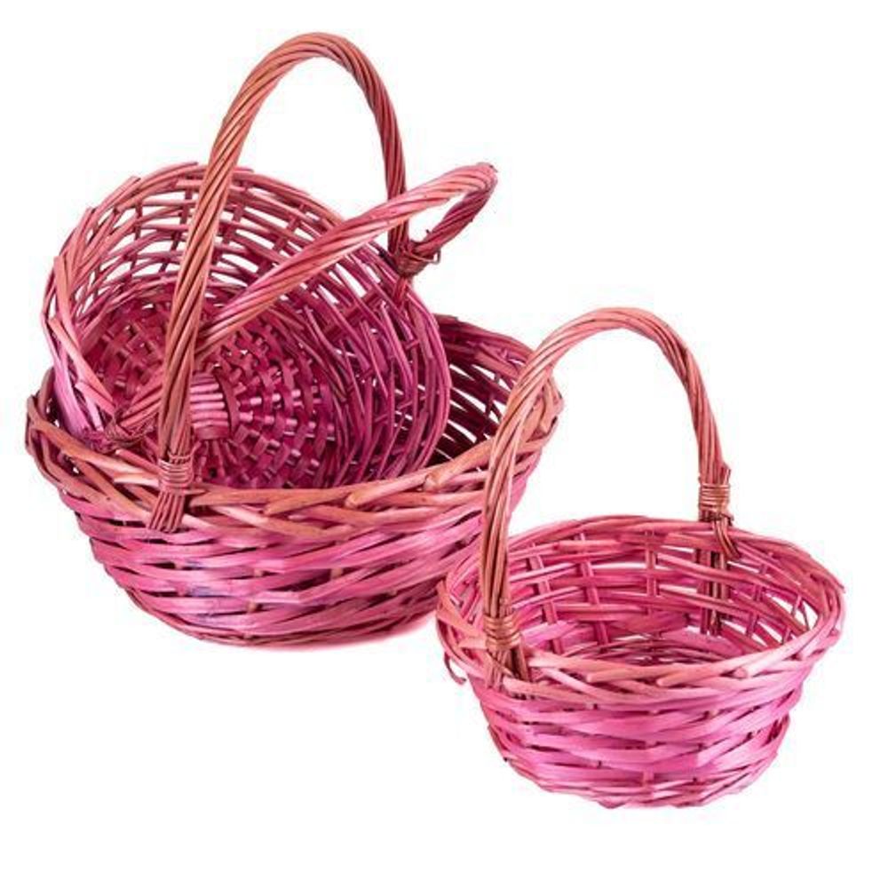 Корзина НАБОР/3шт (Ива) D30*33/D24*30/D19*23 РОЗОВЫЙ