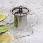 Чайник заварочный стеклянный 300мл «Хай-Тек» Трапеция с металлическим ситом Селфи