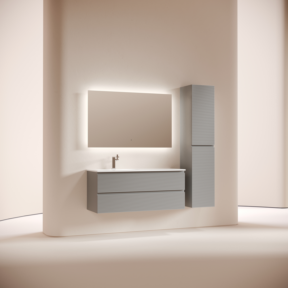 Тумба подвесная SANCOS Folk  левая 1195х445х500, c двумя ящиками оснащенными доводчиками, Ergraut soft, арт.FL120LES