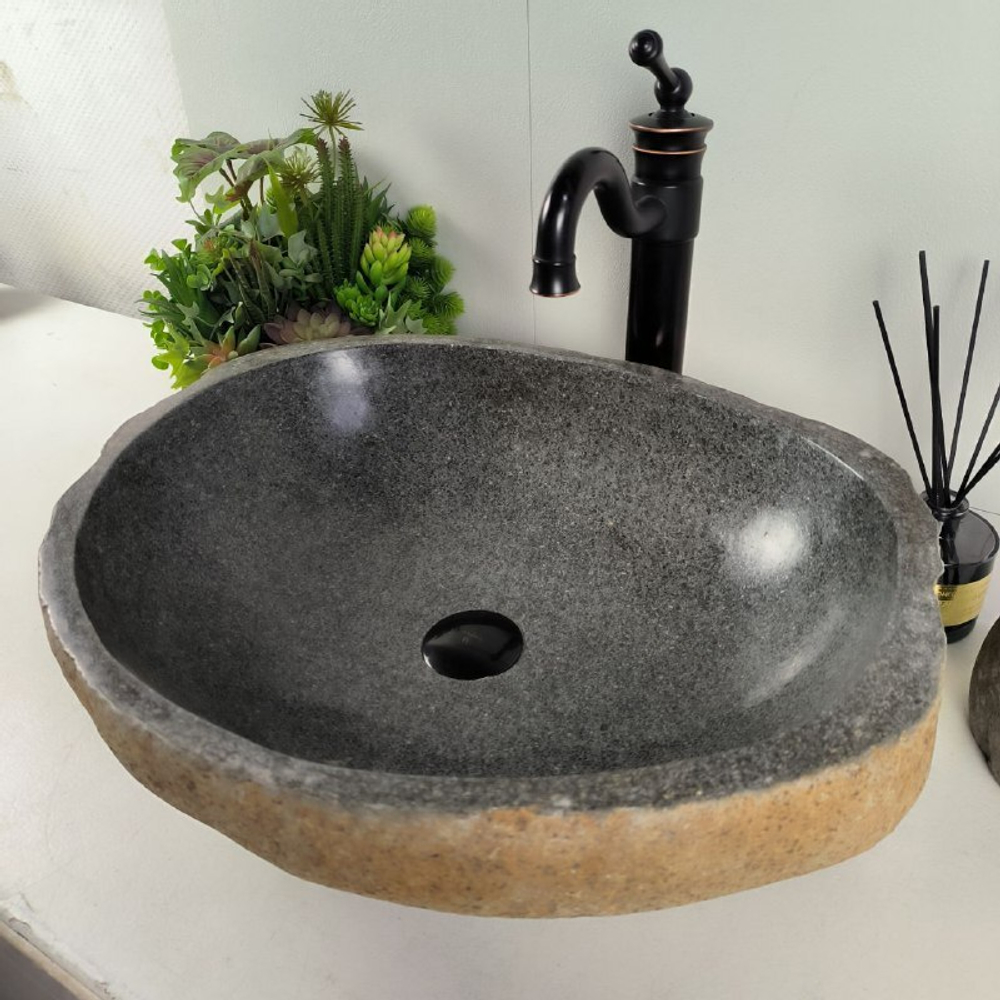 Раковина из речного камня RS-62084 (56*44*15)