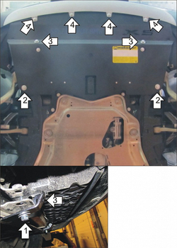 Защита Радиатора. 5 мм, Алюминий. для BMW X5 (e70) 2010-2013 MOTODOR.30205