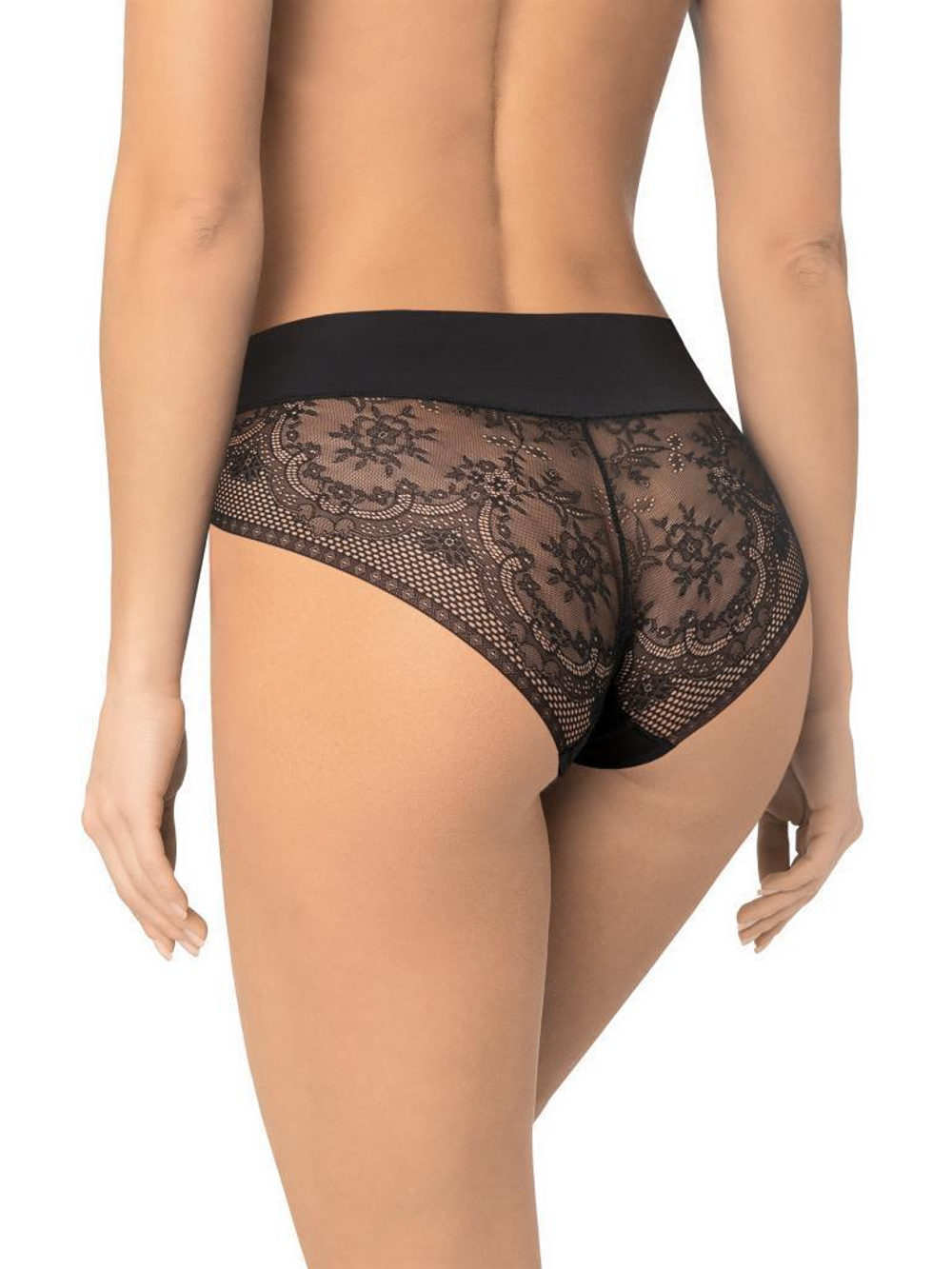 Трусики-макси с соблазнительными кружевными элементами (Размер: L) (Цвет: бежевый)