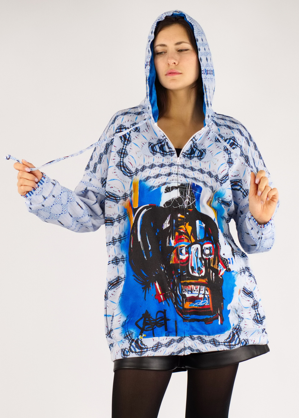 Зип худи «Без названия», принт по мотивам картины «Без названия» Жана-Мишеля Баския