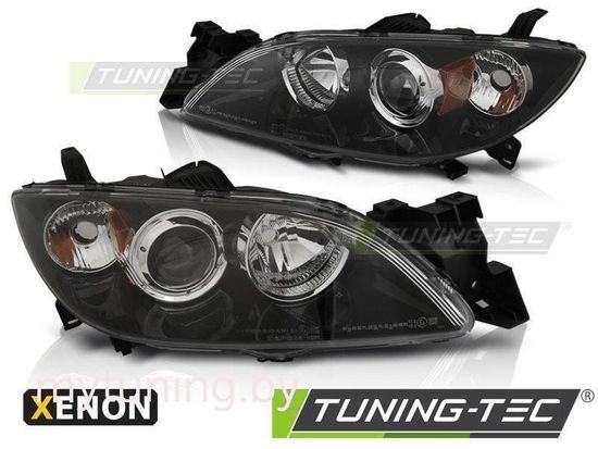 Передние фары для Mazda 3 (03-09) черные под ксенон