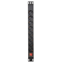 PROconnect (04-0309) Блок розеток 19", 1U, 10А, 8 розеток, корпус алюминий, со шнуром питания