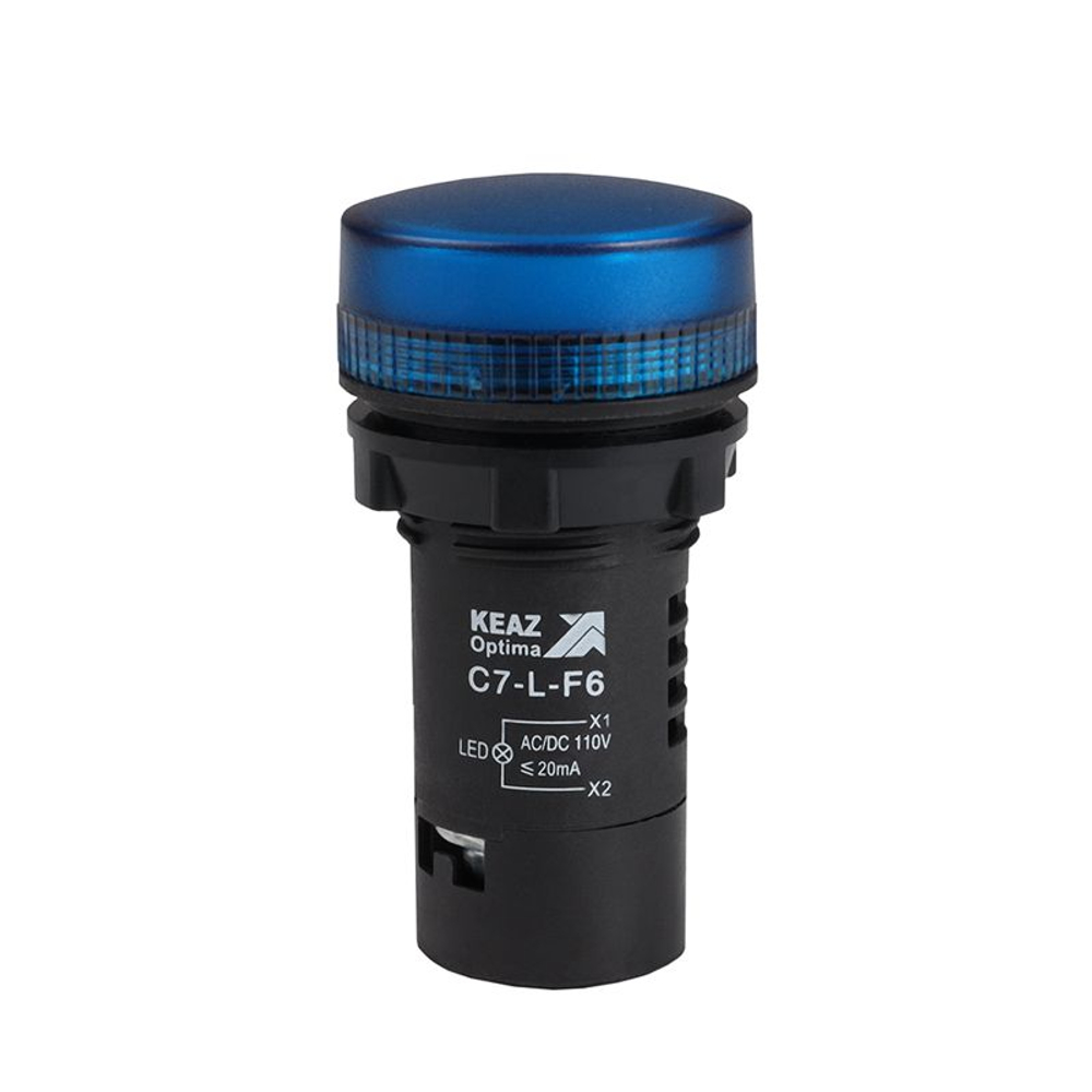 Лампа светодиодная OptiSignal Compact D22 С7-L-F6 син. 110В AC/DC XB7EV06GP КЭАЗ 362157