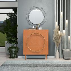 Комод Арт Колор leaves Классик Голд с 3 ящиками Томленый оранжевый