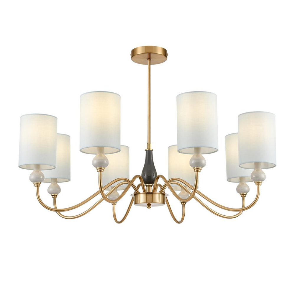 6590/8 CLASSI LN25 57 латунь/мятный зеленый, металл, керамика/текстиль Люстра подвесная E14 8*40W 220V ANRI