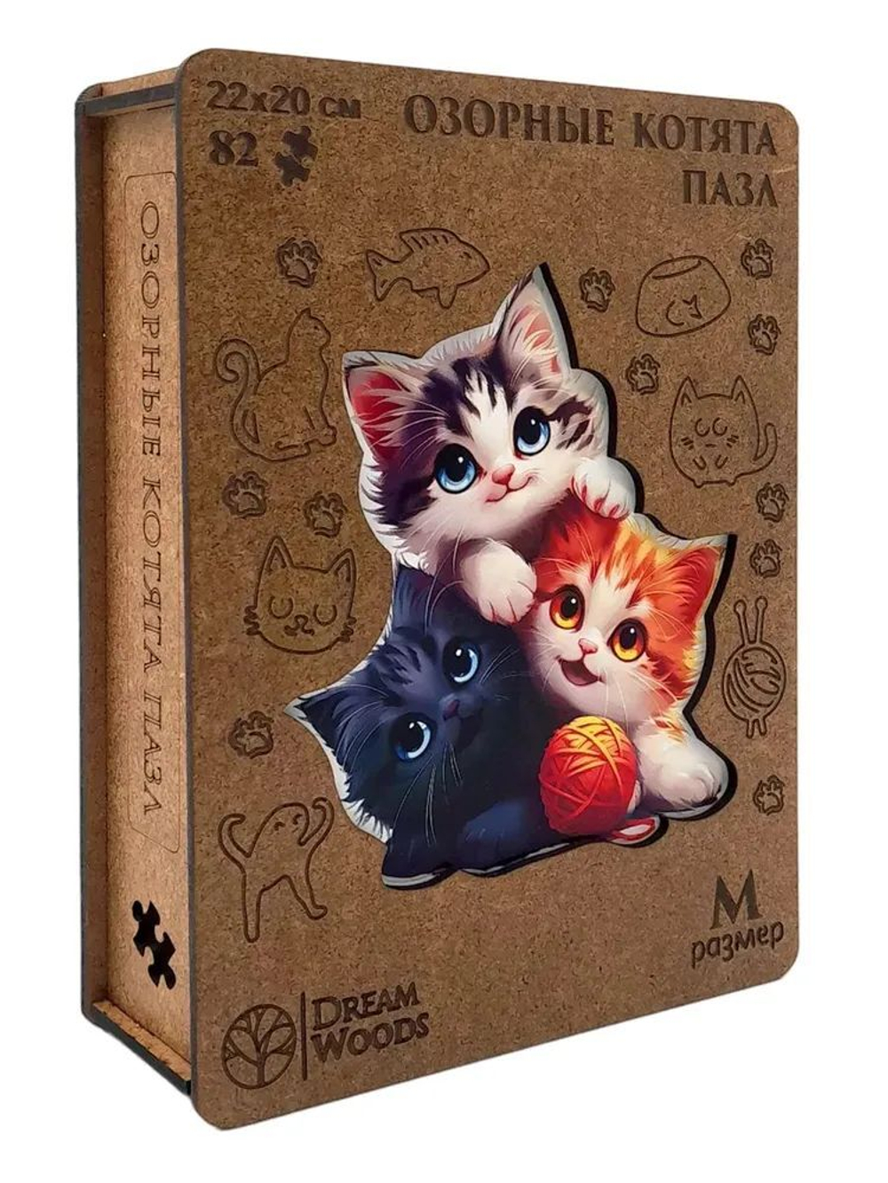 Пазлы деревянные 82 элемента 220*200мм "Озорные котята"