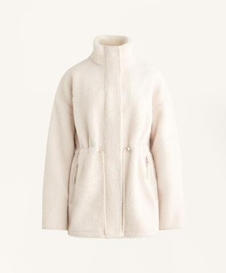 Oysho Куртка из искусственной овчины с регулируемой талией, экрю