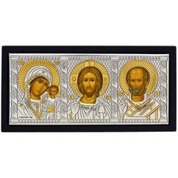 Триптих (Спаситель, Богородица, Николай Угодник). Автомобильная икона. 11 х 5.5 см