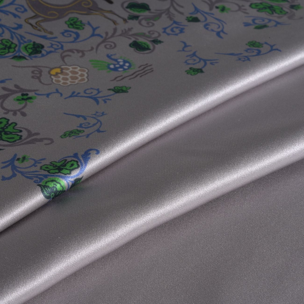 Наволочка 50x70 Mollen Цветок папоротника светло-серая шелковая